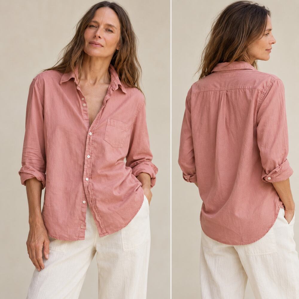 Frank & Eileen Women's EILEEN Relaxed Button up Shirt Adobe Clay Large